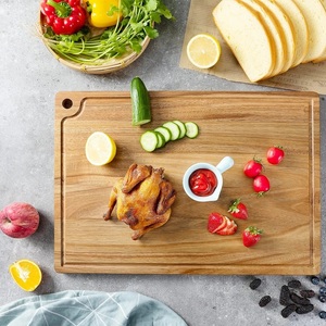 Planche à découper en bois d'acacia, épaisse, durable, compatible avec les couteaux, finition lisse, avec rainure profonde pour les jus et trou de suspension pour une utilisation en cuisine - Product Image 2