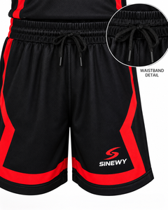 Ensemble de maillot de basket-ball pour garçons SINEWY, noir et rouge, 33, respirant, sans manches, en maille, uniforme pour enfants, vêtements de sport - Product Image 5