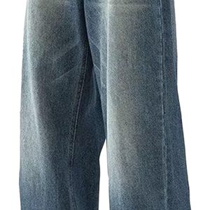 Jeans baggy pour hommes, coupe ample, style streetwear, denim délavé, pantalon hip hop, fabrication sur mesure, vente en gros - Product Image 3