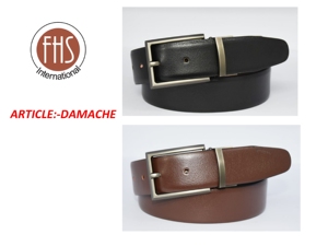 Ceinture en Cuir Véritable Réversible de Qualité Supérieure pour Hommes, Deux-en-un, Formelle et Professionnelle, Finition Texturée Perforée - Product Image 3