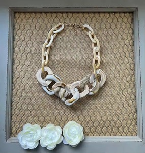 Resin Necklace for Women Handmade Large Statement Necklace for Women in Resin <b>Costume</b> craft With Marble Pattern White Purple Ton - Product Image 2