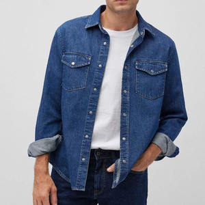 Chemise en jean pour homme à manches longues, style streetwear, décontractée, en tissu respirant, options de logo personnalisé, fournisseur en gros, OEM - Product Image 5