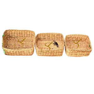 Ensemble de 3 paniers de rangement multi-usages en jacinthe d'eau - Panier cadeau - Product Image 1