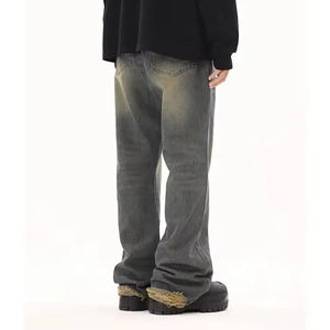 กางเกงยีนส์ผู้ชายสั่งทำขายส่งจำนวนมาก สไตล์ลำลอง กางเกงยีนส์ฟอกสีทรงตรงลายทาง - Product Image 6