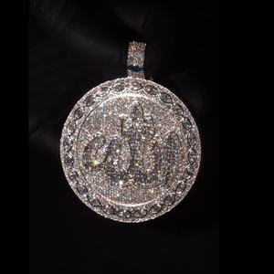 Pendentif Breloque Diamant Taille Ronde Sertie Or 14K Nom d'Allah Moissanite VVS Solitaire Certifié IGI Style Ethnique - Product Image 1