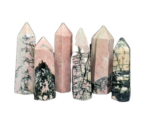 Rhodonite <b>Crystal</b> Tower Hand Polished Pink Black Gemstone Point Decorative Display Stone for Meditation and Collectors - Product Image 4