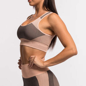 Women V-Neck Spaghetti Strap <b>Crop</b> <b>Top</b> Solid Color Breathable Yoga Tank <b>Top</b> Medium <b>Support</b> Seamless Activewear - Product Image 3