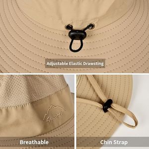 Unisex Wide Brim Sun <b>Hat</b> Adjustable Strap Breathable Waterproof Mesh 3D Embroidery Washed Outdoor <b>Summer</b> Casual for Adults - Product Image 5