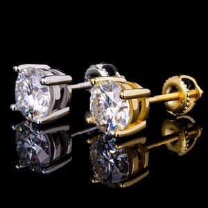 factory price wholesale high quality moissanite screw back stud earring 925 sterling silver jewelry men women diamond <b>post</b> - Product Image 5