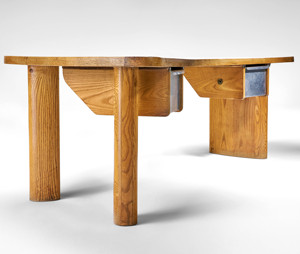 Escritorio de Oficina Moderno de Madera Maciza, Mesa de Escritura con Forma Orgánica y Cajones, Escritorio de Estudio - Product Image 2