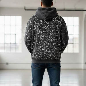 Sudadera con Capucha para Hombre, Estilo Casual, con Pedrería, Lavado Ácido, de Algodón Suave, Ligera, Transpirable, a la Moda, para Uso Diario - Product Image 4