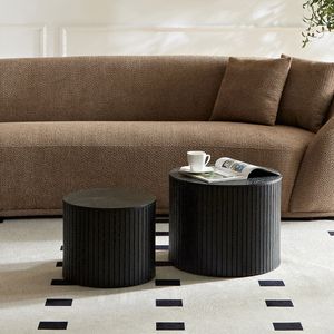 Set di 2 tavolini da caffè in MDF impilabili neri per soggiorno/area lounge - Product Image 5