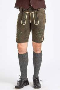 Lederhosen bavaroises traditionnelles pour hommes, shorts en cuir véritable 100%, brodés aux genoux, vêtements Tracht pour le festival d'Oktoberfest - Product Image 4
