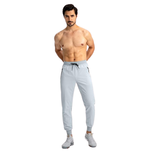 Mens Lightweight Quick Dry Solid High Waist Stretch Jogger Pants Zip Pocket Summer Sports Gym Fitness - Product Image 2