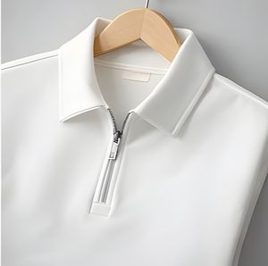 <b>Men</b>’s 100% Pique Cotton Half Zipper Polo <b>Shirt</b> 220 GSM Solid Color <b>Long</b> <b>Sleeve</b> <b>Casual</b> Wear Custom Made - Product Image 3