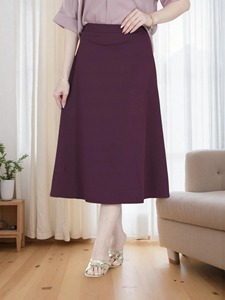Jupe midi décontractée en satin, tissu lin/coton, antibactérien - Product Image 5