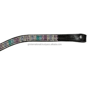 Banda para cejas de caballo de cuero genuino de marca superior con cierre de botón y diamantes de imitación coloridos decorativos cadena ostentosa banda para cejas - Product Image 1