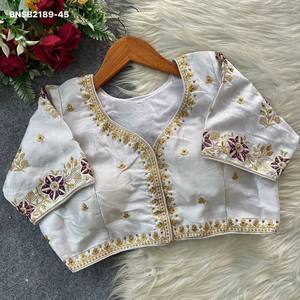 Collection de chemisiers à manches courtes et rembourrés en soie pure de qualité supérieure avec broderies, fournisseur d'Inde, achat en ligne en Inde - Product Image 2