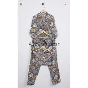 Pijamas de Manga Larga 100% Algodón para Mujer, Estampado Floral, Cintura Elástica, Suaves, Transpirables, de Secado Rápido, Conjunto de Pijama para Verano - Product Image 5