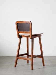 Solid Teak Wood Bar Chair with Backrest – Modern Wooden Bar <b>Stool</b> for Restaurant Cafe and Hotel Counter - Product Image 6