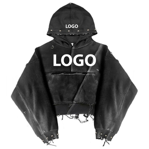 Sudadera Extra Grande para Hombre, de Algodón y Felpa, con Corte Recortado y Logotipo Frontal, Estilo Casual de Otoño, Corte Regular - Product Image 6