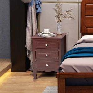 Comodino in Legno Massello di Rovere con 3 Cassetti, Grande, Marrone, Design Moderno per Camere da Letto e Appartamenti - Product Image 5
