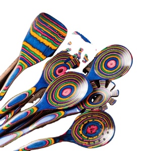 Cuillère en bois et résine spatule avec et support ustensiles de cuisine cuisson naturelle cuillère en bois pour le meilleur dessus de couleur - Product Image 2