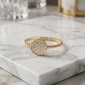 0.25CTW Round Cut Cluster Beaded Pave Setting Minimalist <b>Ring</b> in Solid Gold <b>Dainty</b> Stackable Wedding Band for Women Elegant Gift - Product Image 1