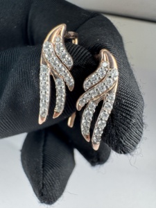 Round Lab Grown & Natural Diamond <b>Earrings</b> in 9K Rose Gold | 0.51 CT Women's <b>Fine</b> Jewelry - Product Image 5