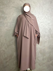 Abaya à capuche de qualité supérieure avec hijab intégré et poches, robe de prière musulmane, jilbab 1 pièce, robe de prière modeste - Product Image 3