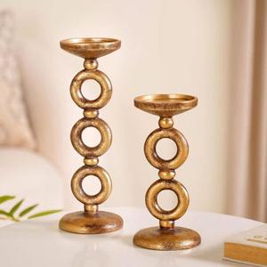 Latest Pillar Candle Holder Set of 3 <b>Silver</b> Gold Black Finish Modern Decor <b>Candlestick</b> Stand For Table Display Durable Designs - Product Image 6