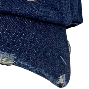 AKA 1908 Dark Denim <b>Hat</b> Green Embroidered Letter Baseball <b>Cap</b> Adjustable Washed Denim Headwear Casual Fashion Vintage Style <b>Cap</b> - Product Image 2