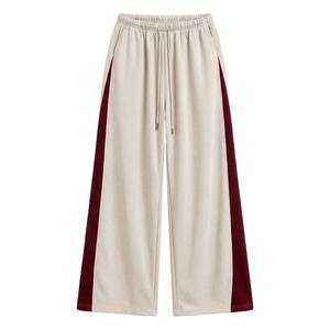Custom Women's Wide Leg <b>Trouser</b> Loose Fit Drawstring <b>Waist</b> Contrast Side Panels Casual Streetwear Fashion Pants - Product Image 6