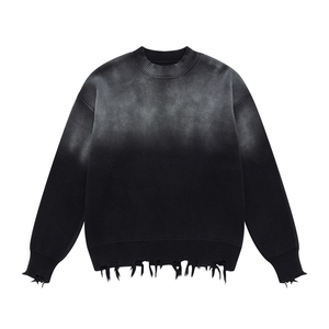 Men's Ripped Knitted <b>Pullover</b> <b>Sweater</b> Solid Color Long Sleeve Crew Neck Winter Wear Polyester/Cotton Slight Stretch - Product Image 5