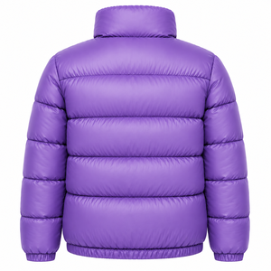 Doudoune unisexe violette à col montant, coupe droite, coupe-vent, avec fermeture éclair, en duvet et polyester, pour l'hiver - Product Image 3