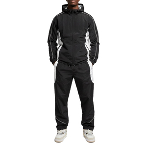 Ensemble coupe-vent d'entraînement extérieur respirant, survêtement sportif personnalisé, fabricant de coupe-vent en nylon avec fermeture éclair intégrale à manches longues - Product Image 1