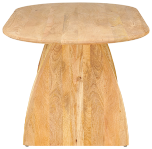 Table de salle à manger pliante en bois de manguier européen, forme ovale, finition naturelle, pieds courbés, durable, style industriel moderne pour la maison et la cuisine - Product Image 3