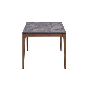Bevis Engineered Stone <b>Top</b> <b>Dining</b> <b>Table</b> with Walnut Finish - Product Image 2