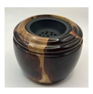 Brûleur d'encens arabe OEM en époxy avec motif grain de bois bleu pour la décoration intérieure, utilisation toute saison, Bakhoor saoudien de luxe fait main - Product Image 2