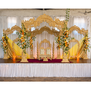 Ensemble de Mandap en fibre dorée majestueux pour mariage sud-indien, style temple traditionnel Balaji, grand Mandapam pour décoration de mariage hindou - Product Image 5