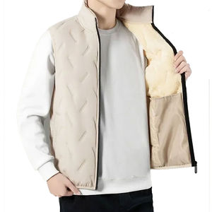 Chaleco acolchado para hombre, informal, de invierno, de lona, transpirable, talla grande, de fibra de bambú, con cremallera, para adultos. - Product Image 3