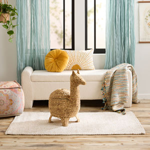 Panier à jouets tressé en forme de lama, panier de rangement en jacinthe d'eau naturelle, organisateur décoratif, panier à linge, décoration animale mignonne pour chambre d'enfant - Product Image 4