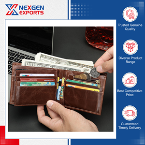 Highest Selling Superior Quality Vintage Style Waterproof PU Leather Zipper Closure Polyester Lining Men's <b>Wallet</b> <b>RFID</b> Blocking - Product Image 5