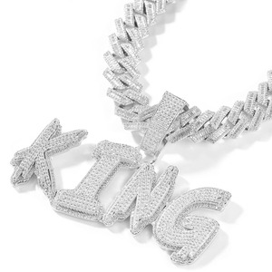 Hip Hop Jewelry Men's Iced Out Custom Letter <b>Pendant</b> 925 Sterling <b>Silver</b> VVS Moissanite Diamond Number Name <b>Initial</b> Logo <b>Pendant</b> - Product Image 2