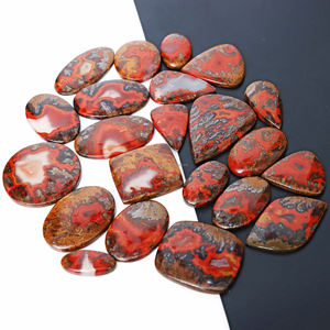 Radha Arts Natural <b>Red</b> Seam Agate Cabochon Lot Mix Shapes & Sizes Loose Gemstones for Jewelry Making Wholesale Price Rajasthan - Product Image 1