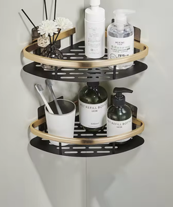 Organizador de Baño de Aluminio con Doble Estante, Montado en la Pared, Color Negro, OEM/ODM Vietnam - Product Image 1