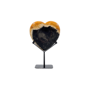 Exhibidor de Piedra de Jaspe de Raíz de Palma en Forma de Corazón de 15 cm con Soporte de Hierro, Frente Abombado y Parte Trasera Plana, Artesanía de Piedra Semipreciosa Indonesia - Product Image 2