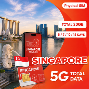 Carte SIM physique Singapour 20 Go 4G 5G pour 5, 7, 10 ou 15 jours – Carte de données de voyage à haut débit, Internet rapide, prête à l'emploi - Product Image 1