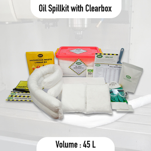 SABER Oil Spill Response Kit Clear Box with Red Lid 45 Liter Absorbent Pads Emergency Kit - Product Image 3