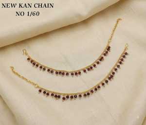 Luxury Trendy Gold Tone Brass & Copper Alloy Diamond & Imitation Pearl <b>Earring</b> Wire Ear Chain (Sharha) for Women-Party Occasion - Product Image 2
